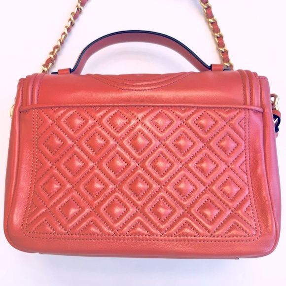 Tory Burch Fleming small leather crossbody convertible Pink bag with top handle - Picture 5 of 13